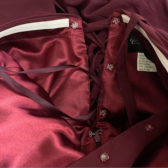 Cinderella Divine Burgundy Twist Front Corset Back Strapless Dress Sz 8 - Picture 10 of 15